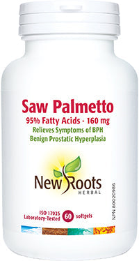 NEW ROOTS    Saw Palmetto 95 % Fatty Acids · 160 mg    60 softgels