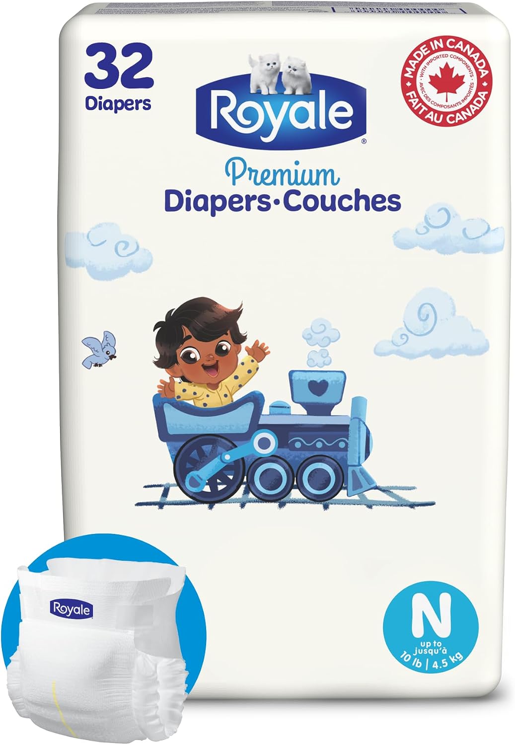 ROYALE DIAPERS PREMIUM JB PK NEWBORN 32 pack of 4