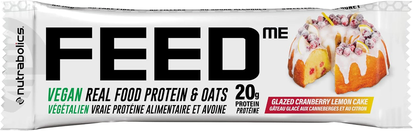 NUTRABOLICS   FEED BAR VEGAN   65g -  GLAZED LEMON CRANBERRY CAKE