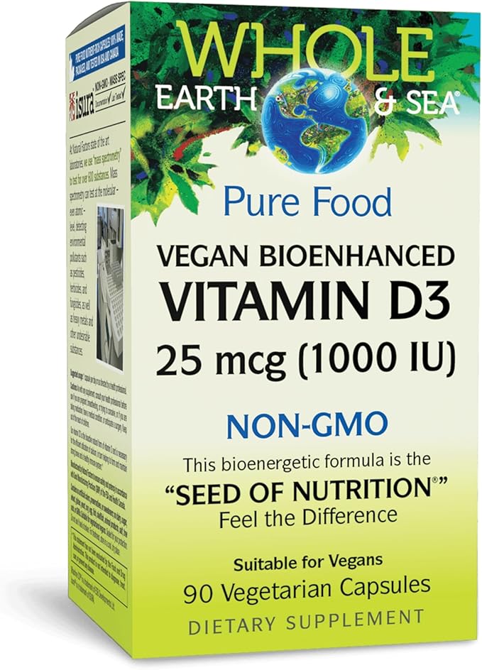 Natural Factors   Vegan Bioenhanced Vitamin D3 1000 IU, Whole Earth & Sea   90vcaps