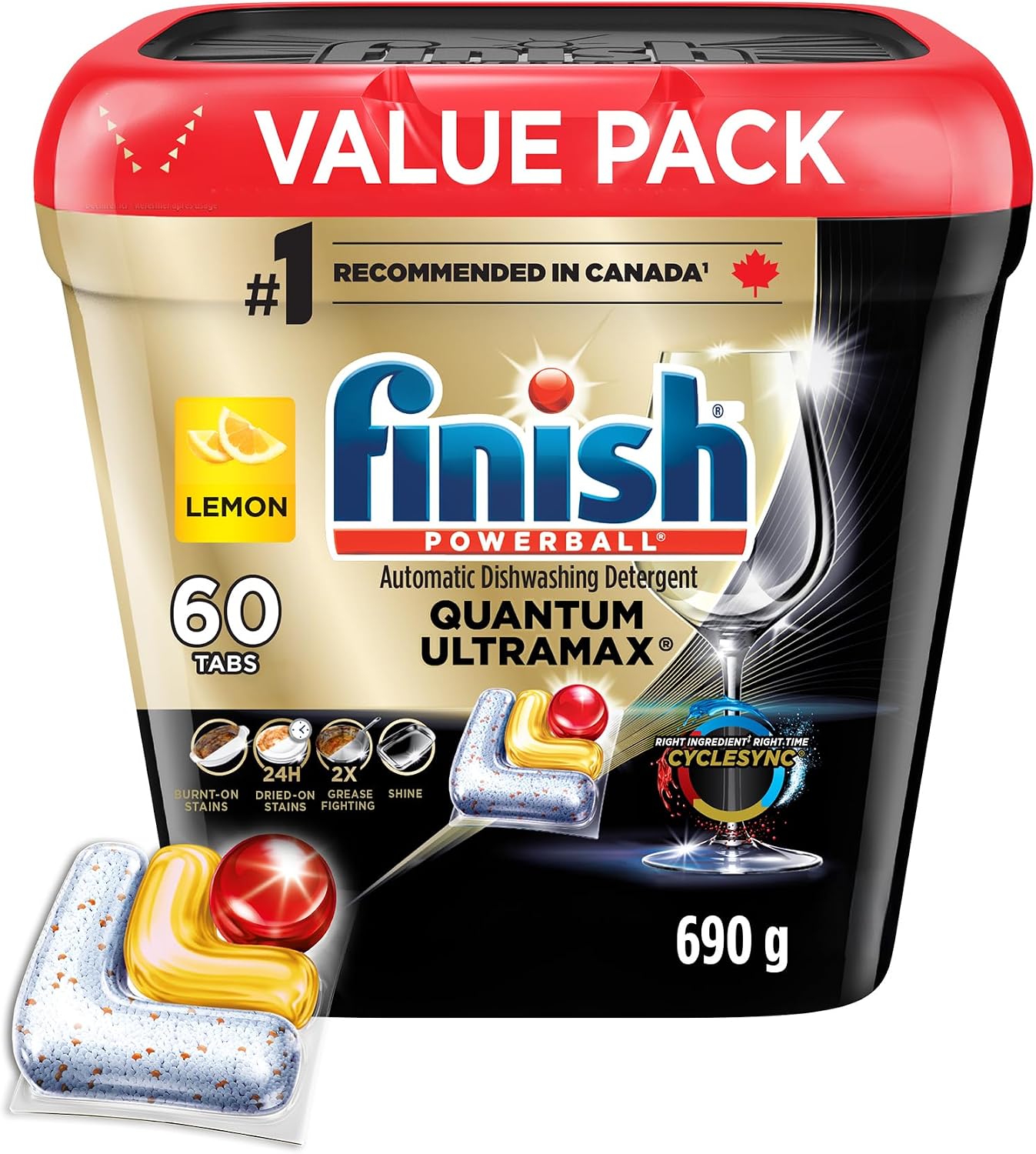 FINISH QUANTUM ULTRAMAX LEMON 60 pack of 3