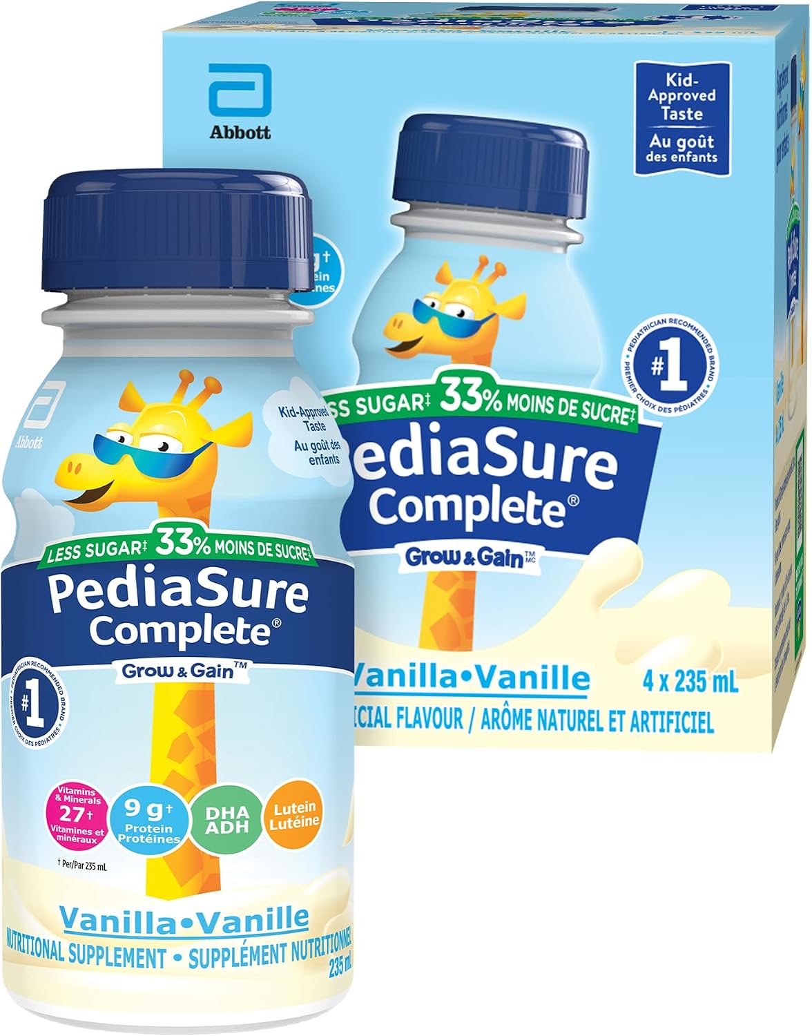 PEDIASURE COMPLETE VANILLA 33% LESS SUGAR 4X235ML pack of 4
