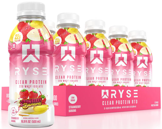 Ryse Clear Whey Protein RTD Strawberry Banana 500 mL - Case of 12