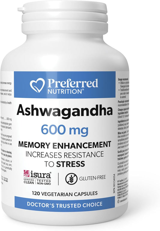 Preferred Nutrition  NEW! Ashwagandha 600mg 120 vegicaps