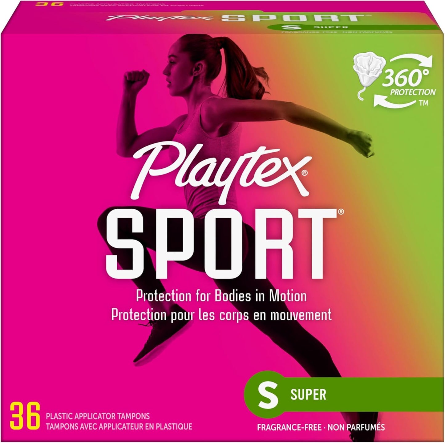 PLAYTEX TAMPON SPORT PLASTIC UNSCENTED SUPER 36