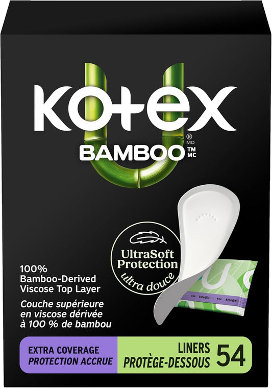 KOTEX BAMBOO LINERS EXTRA-COVERAGE 54 pack of 8