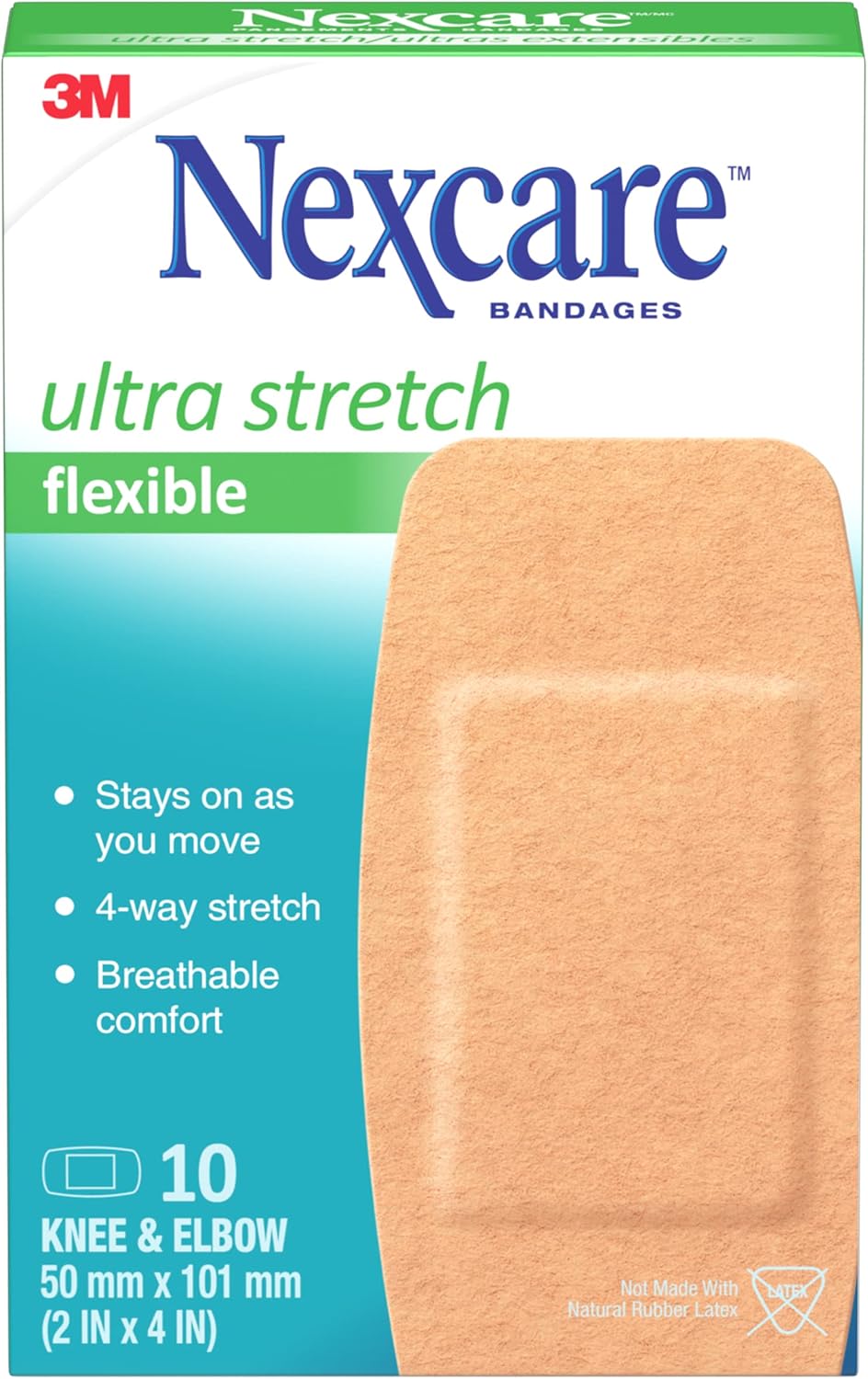 NEXCARE BANDAGES KNEE & ELBOW ULTRA STRETCH 10
