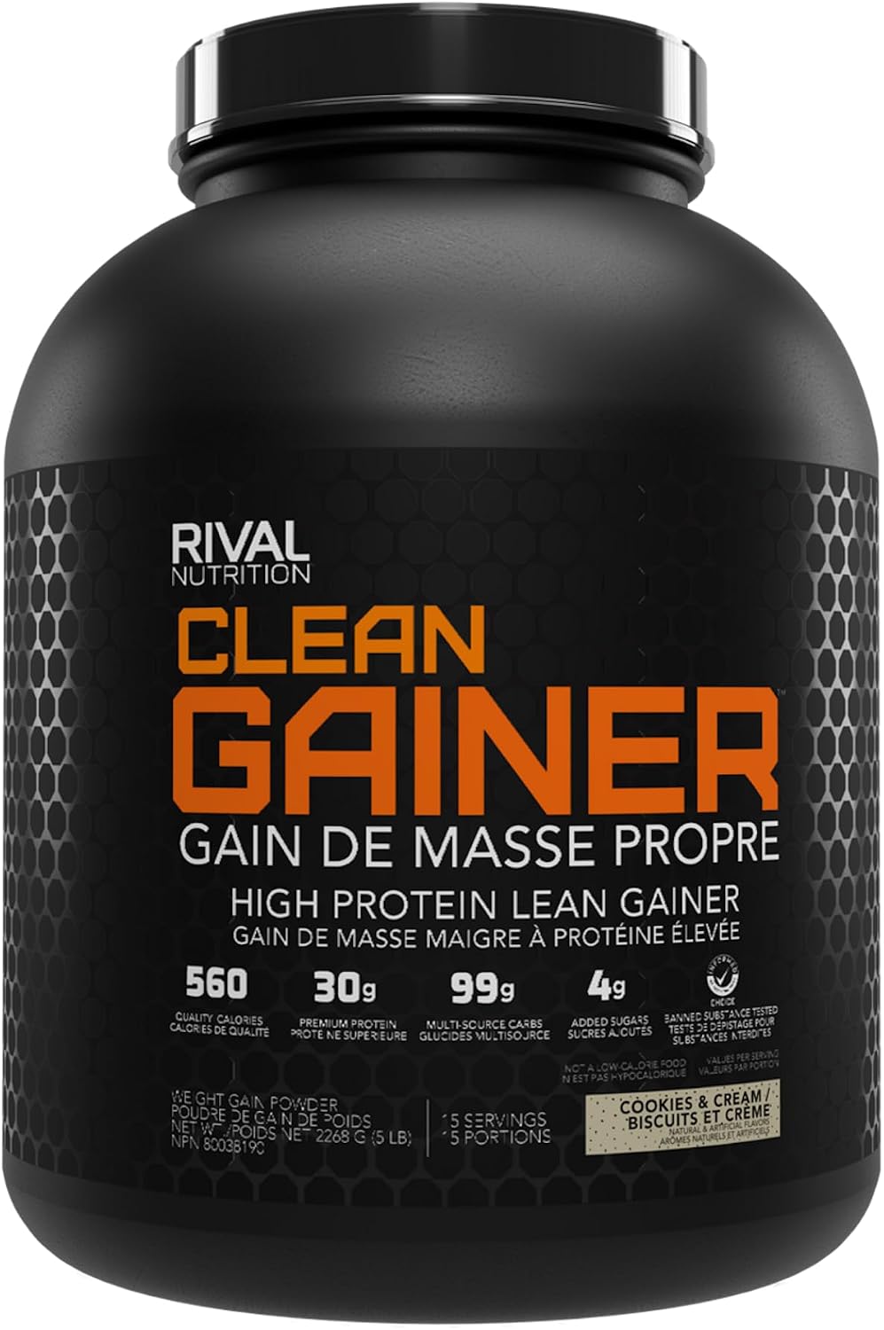 RIVALUS   CLEAN GAINER   5lbs   COOKIES N CREAM
