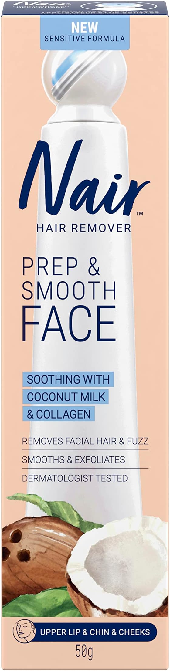 NAIR HAIR REMOVER FACE PREP COCONUT MILK COLLAG50G