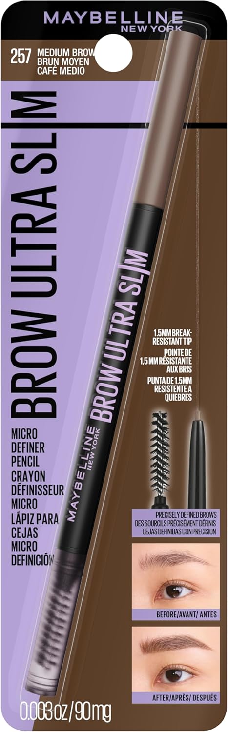MAYBELLINE EYE STUDIO BROW ULTRA SLIM MD BROWN pack of 2