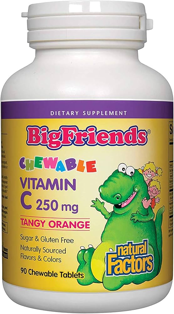 Natural Factors   Chewable Vitamin C 250 mg, Tangy Orange, Big Friends®   90 chewschews