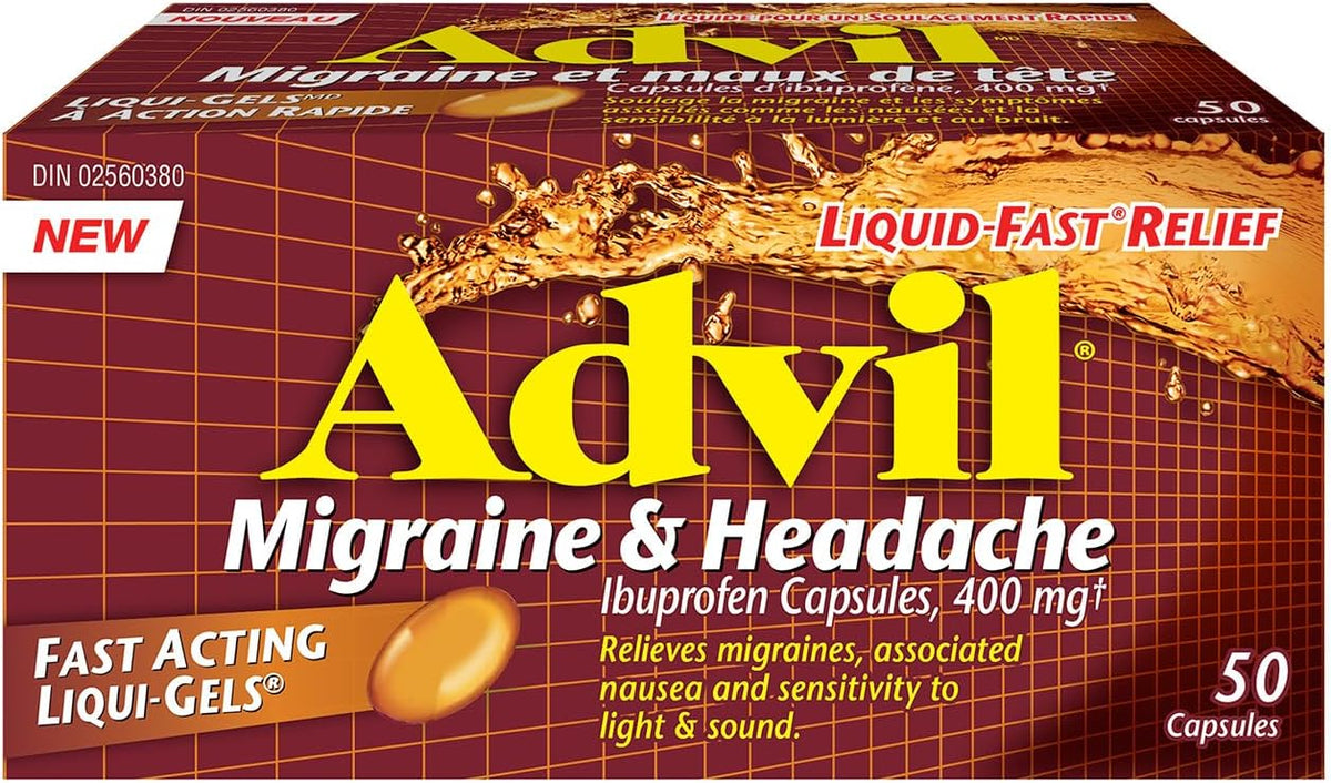 ADVIL MIGRAINE & HEADACHE CAPS 400MG 50 CAPSULE