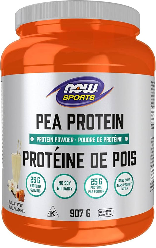 NOW    Pea Protein, Non-GMO Vegan, Vanilla Toffee 907g