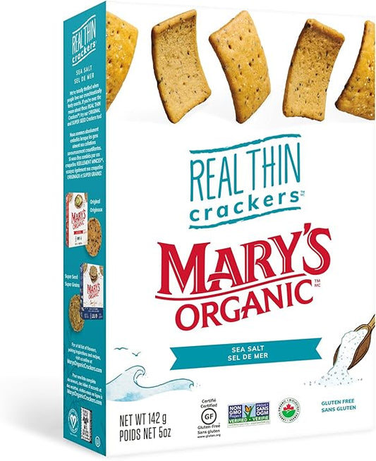 Mary's Organic Crackers   Real Thin Crackers   Sea Salt142G