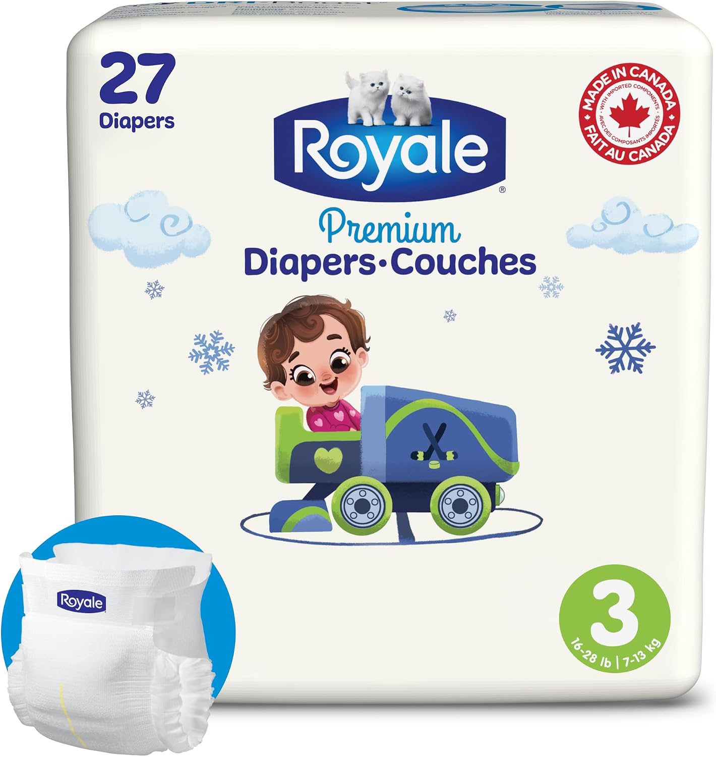 ROYALE DIAPERS PREMIUM JB PK SIZE 3 27 pack of 4