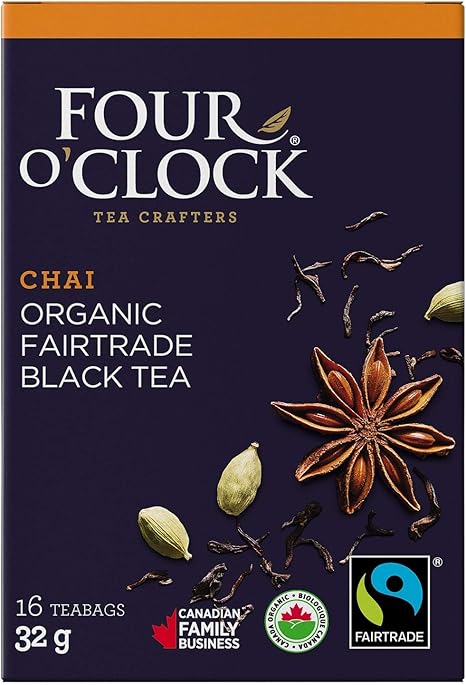 FOUR O’CLOCK -    Black Tea, Chai, Organic (Fair Trade)    16ct