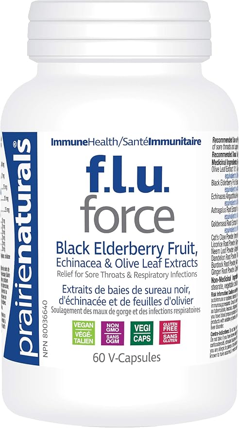 F.L.U. Force Anti-Viral with Black Elderberry, Echinacea Extract, & Olive Leaf 60 V-Caps