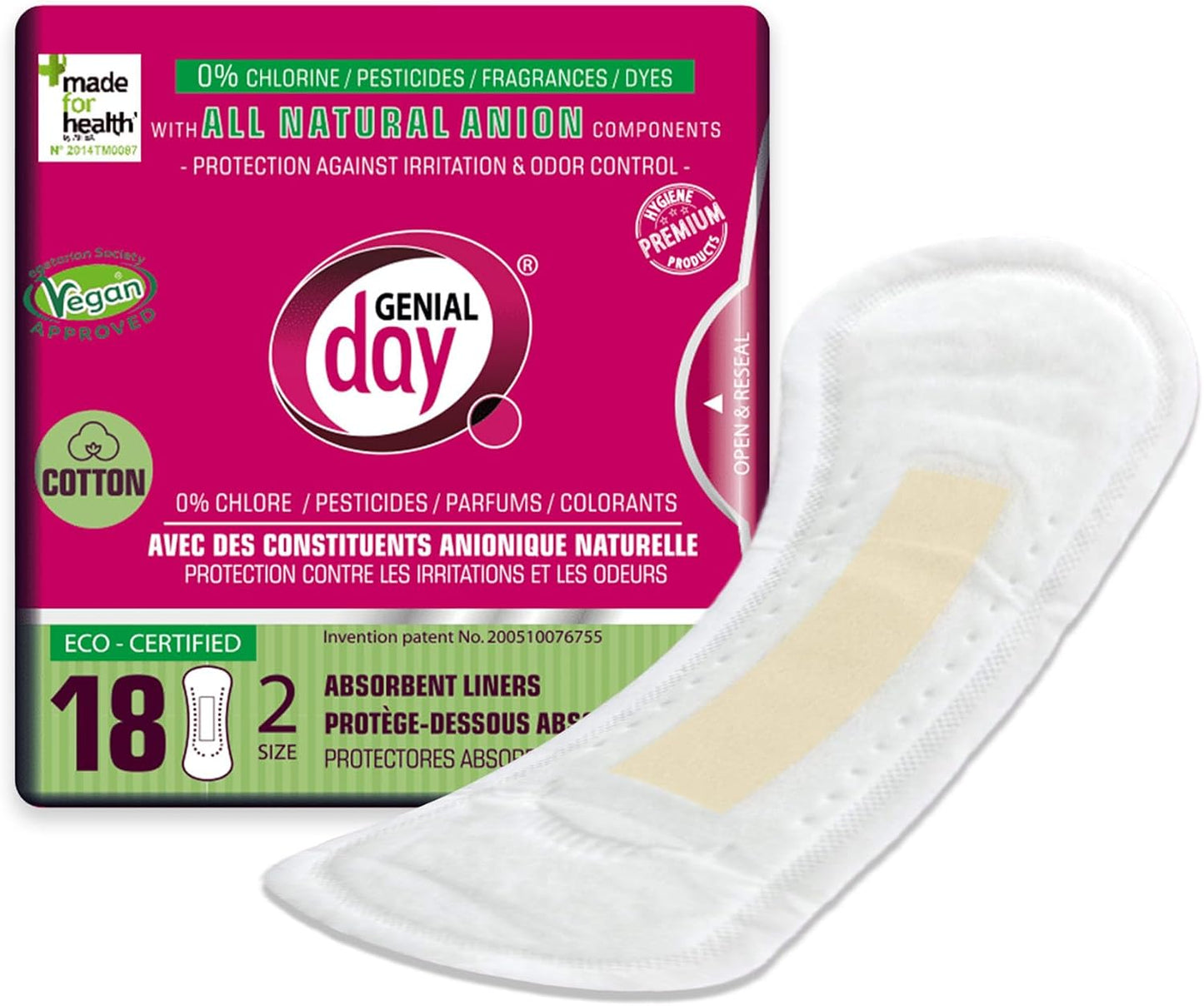 Genial Day   Absorbent Liners 18ct