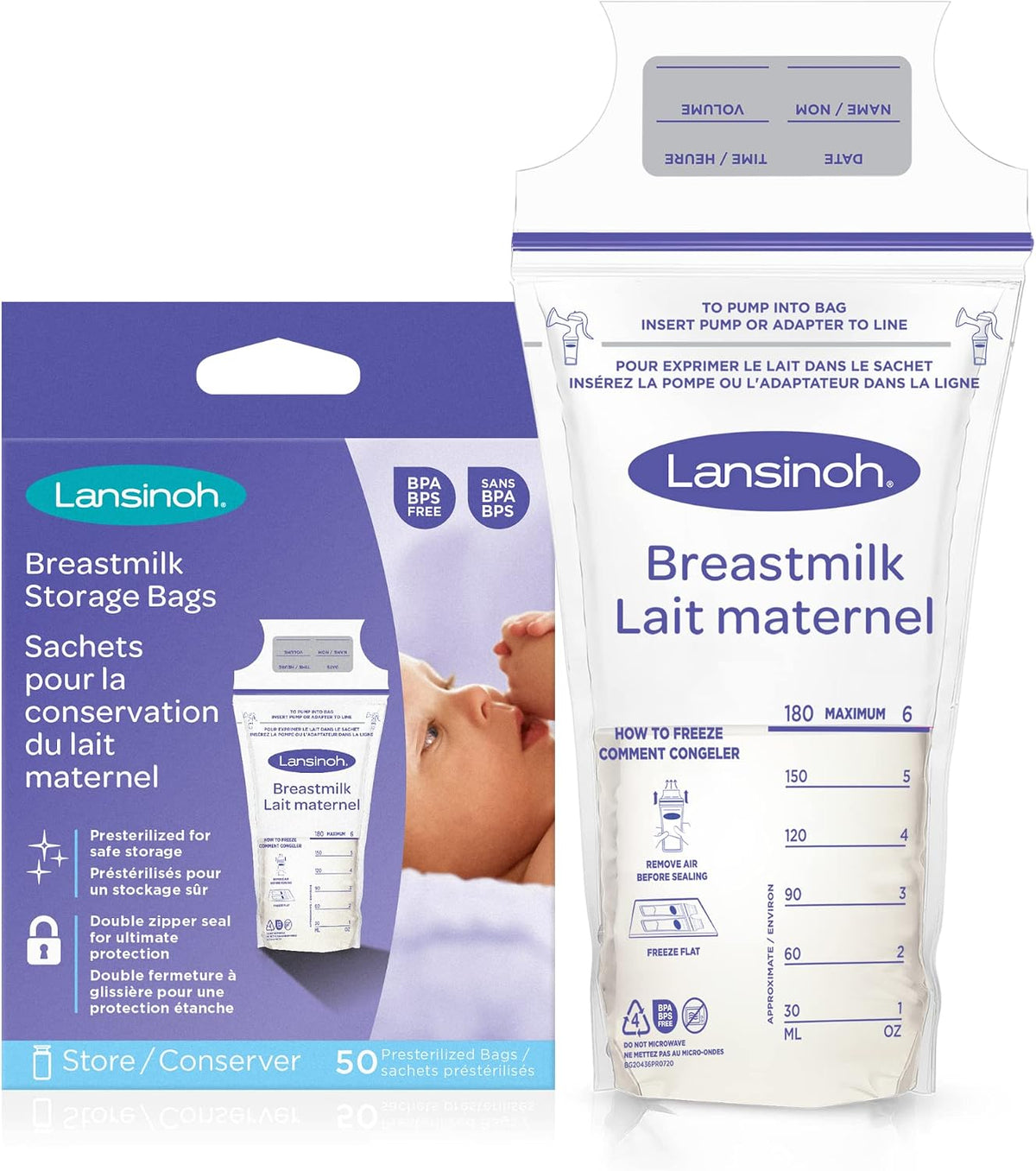 LANSINOH BREASTMILK STORAGE BAGS 50