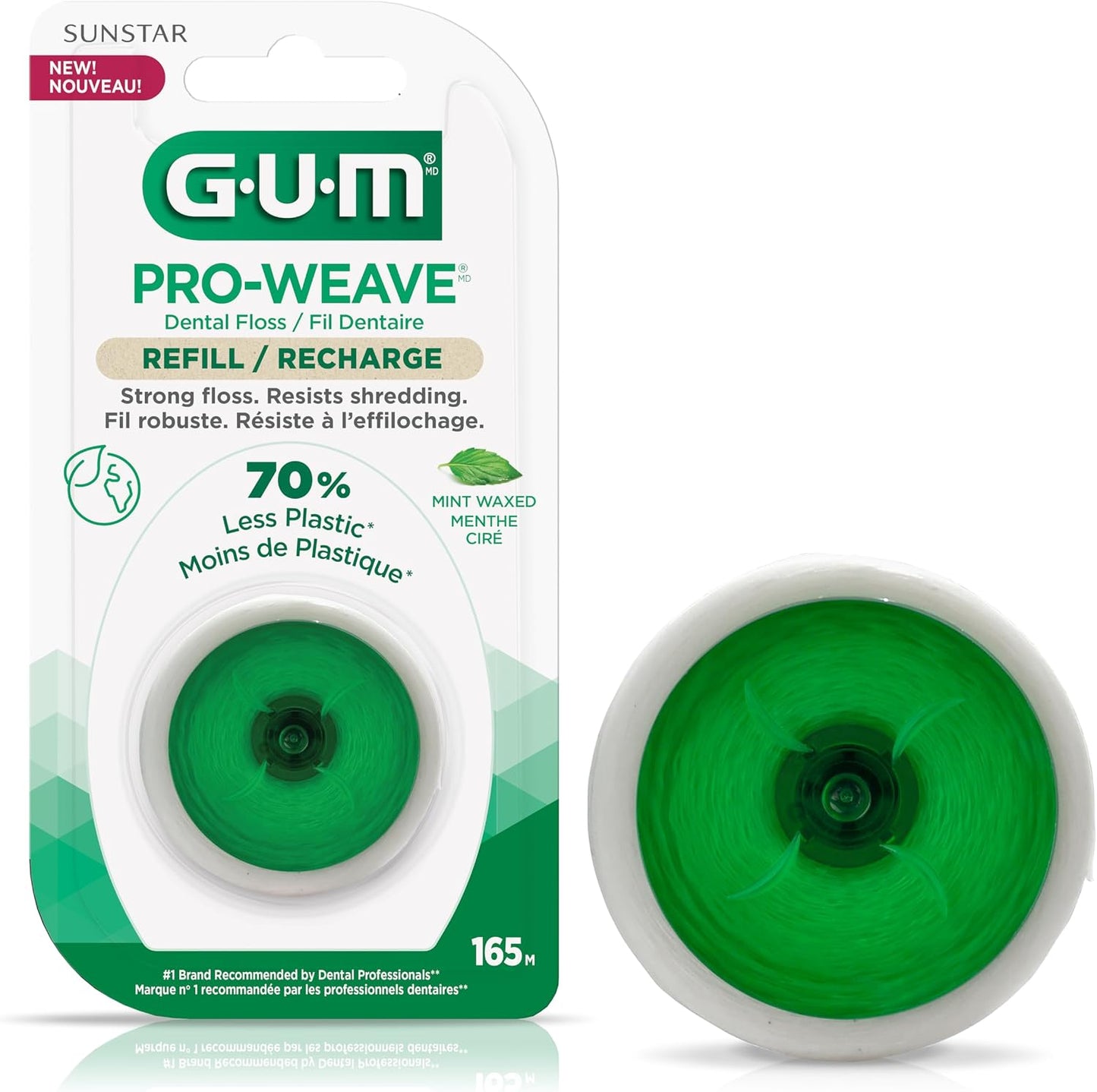 GUM PRO WEAVE DENTAL FLOSS REFILL MINTED WAX 1