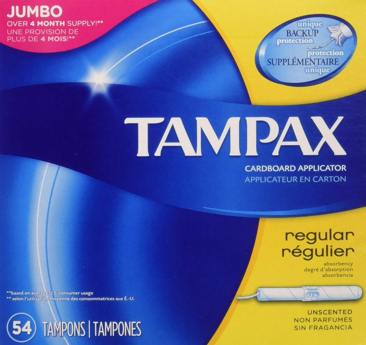 TAMPAX TAMPONS REG UNSCENTED 54