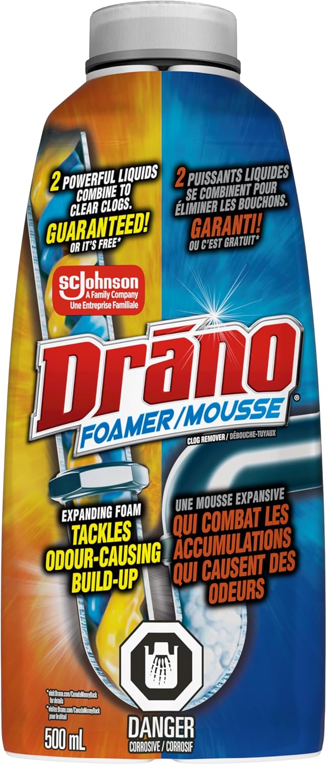 DRANO FOAM CLOG REMOVER 500ML pack of 8