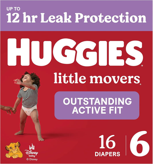 HUGGIES LITTLE MOVERS DIAPERS JB #6 16 pack of 4