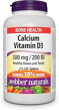 Webber Naturals - Calcium Vitamin D3 500 mg/200 IU - 250+25 Tablets
