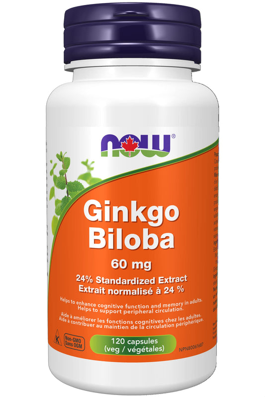 NOW    Ginkgo Biloba 60mg 24% 50:1 Ext 120vcap