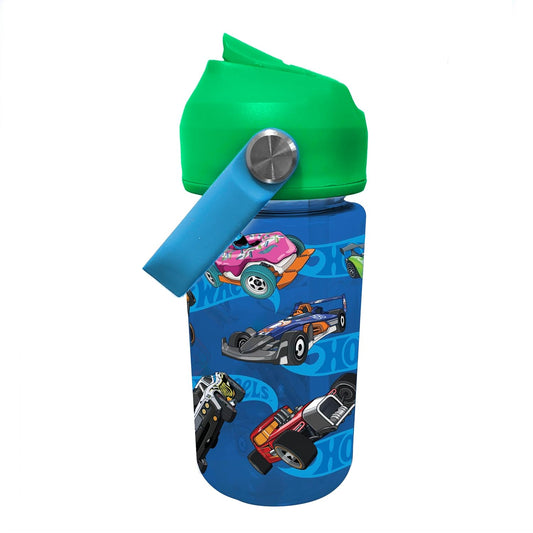 HOT WHEELS PASTIC WATER BOTTLE W/SPOUT&HANDLE 1 pack of 6