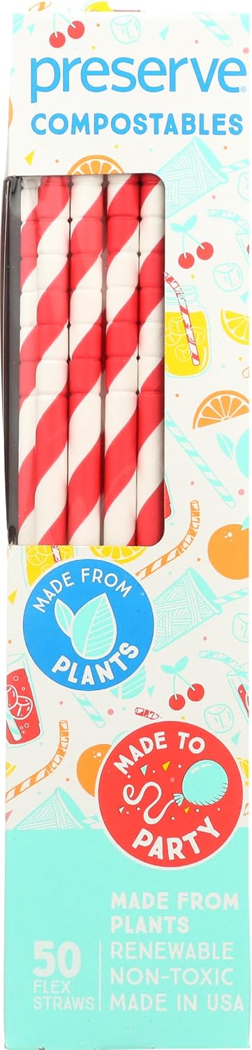 Preserve by Recycline - Compostables Straws Red - 50ct