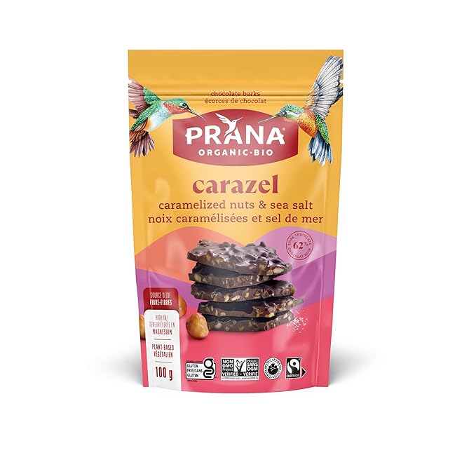 Prana   Organic Chocolate Bark   Carazel - Caramelized Nuts With Sea Salt 100G