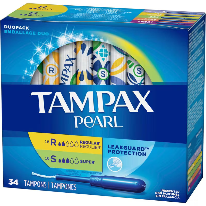TAMPAX PEARL DUO PACK REG/SUP UNSCENTED 34