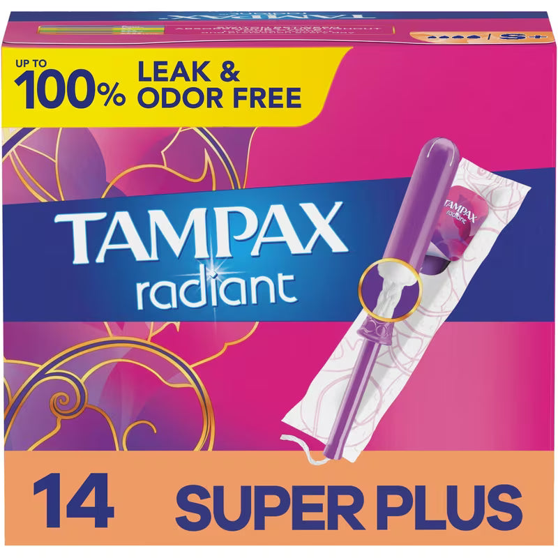 TAMPAX RADIANT TAMPONS SUPER PLUS UNSCENTED 14