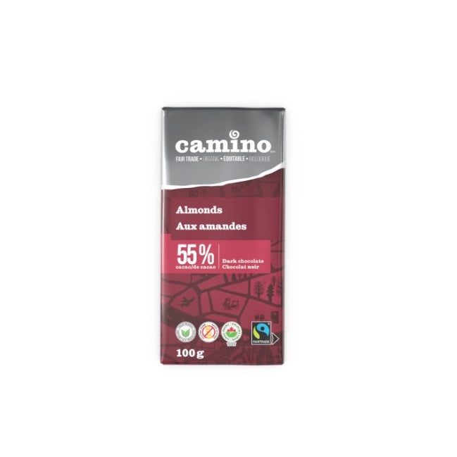 Camino   Organic, Fair Trade Chocolate Bars   Dark Chocolate Bar With Almonds Org100G