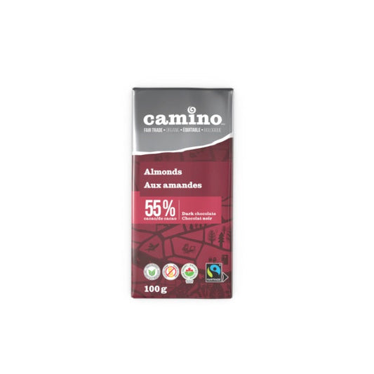 Camino   Organic, Fair Trade Chocolate Bars   Dark Chocolate Bar With Almonds Org100G