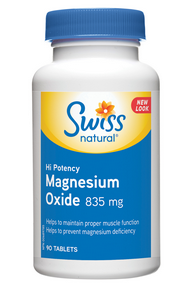 Swiss Natural   Magnesium Oxide Hi Potency 835mg (500mg elemental) 90 tabs