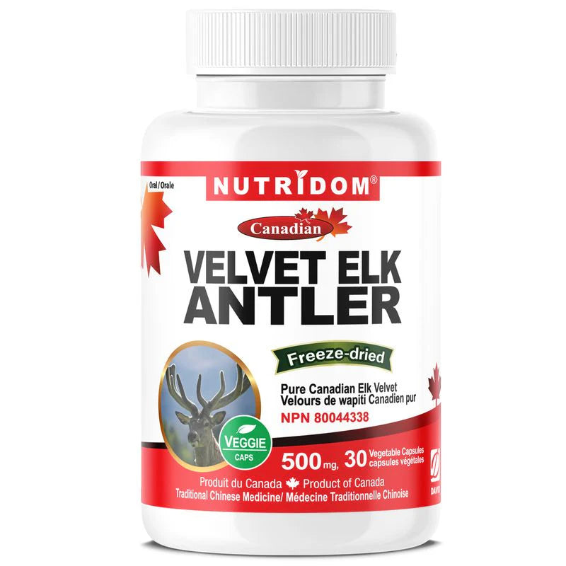 NUTRIDOM®    Elk Antler 250mg  30 Vcaps -Freeze dried