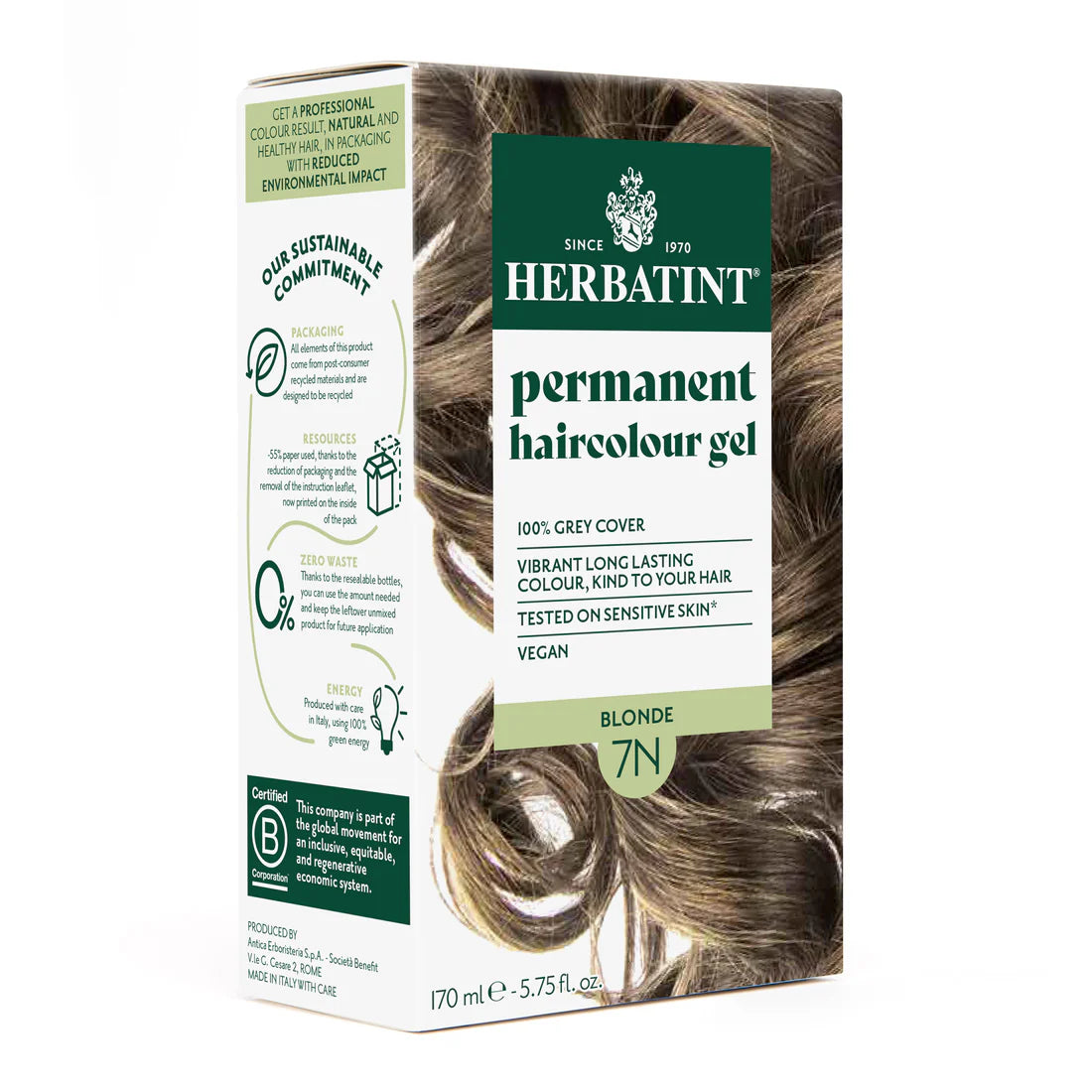 Permanent haircolour gel 7N Blonde, 170 ml