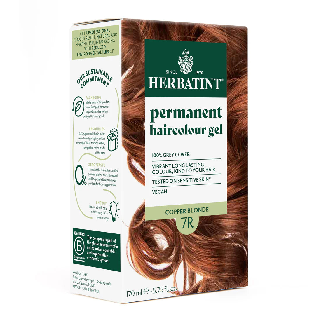 Permanent haircolour gel 7R Copper Blonde, 170 ml