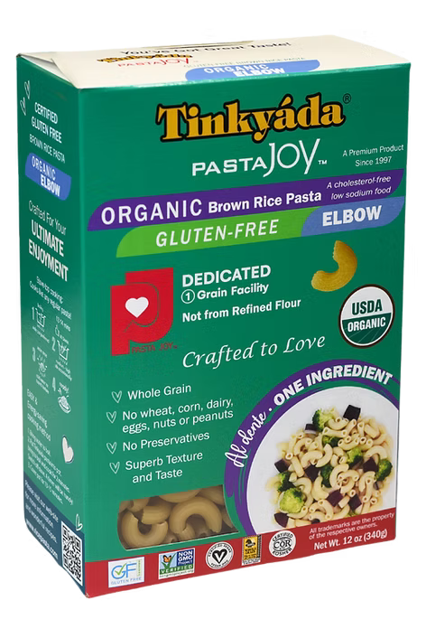TINKYADA RICE PASTAS -  Elbows, Brown Rice, Organic    340g