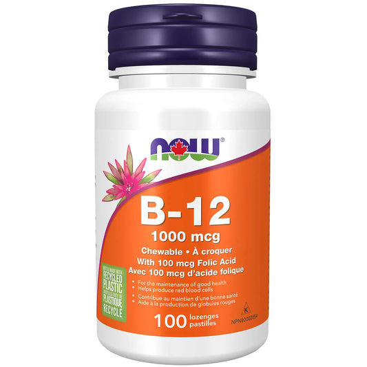 NOW    B-12 1000mcg+Folic Acid 100mcg 100chews