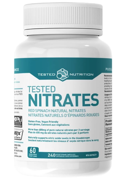 Tested Nitrates | Red Spinach Natural Nitrates for Natural Muscle Pumps, Nitric Oxide, Naural Energy | 400mg Pure Natural Nitrates | Vegan, Gluten Free | 60 Servings (240 Capsules)