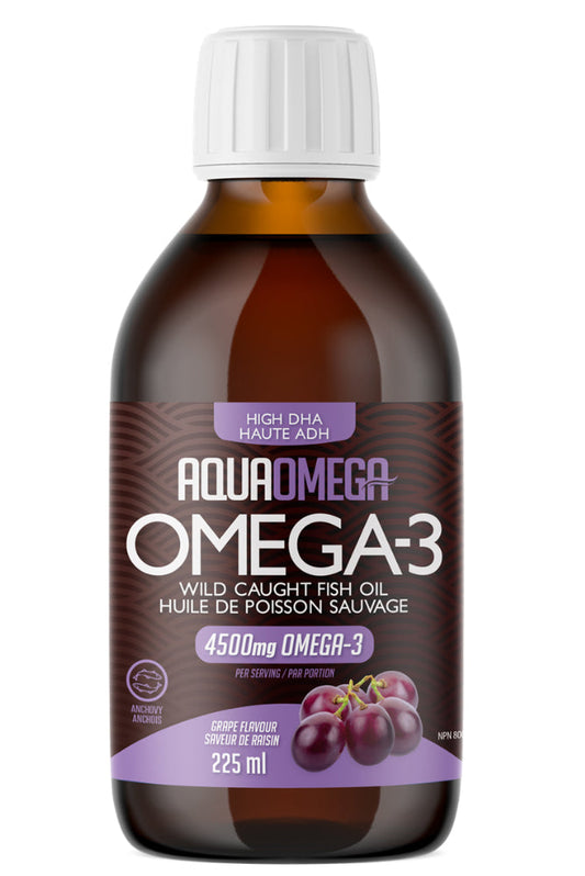 AQUAOMEGA    High DHA Fish Oil Omega3    AQUAOMEGA    High DHA Fish Oil Omega3    5X High DHA Grape 225mL
