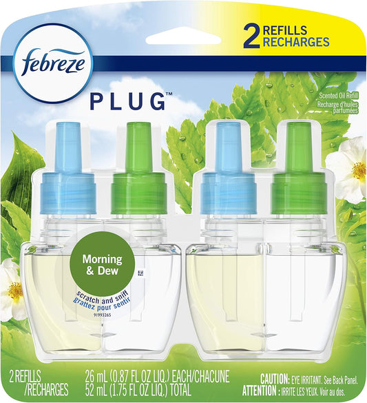 FEBREZE PLUG REFILL MORNING & DEW 2X26ML pack of 6