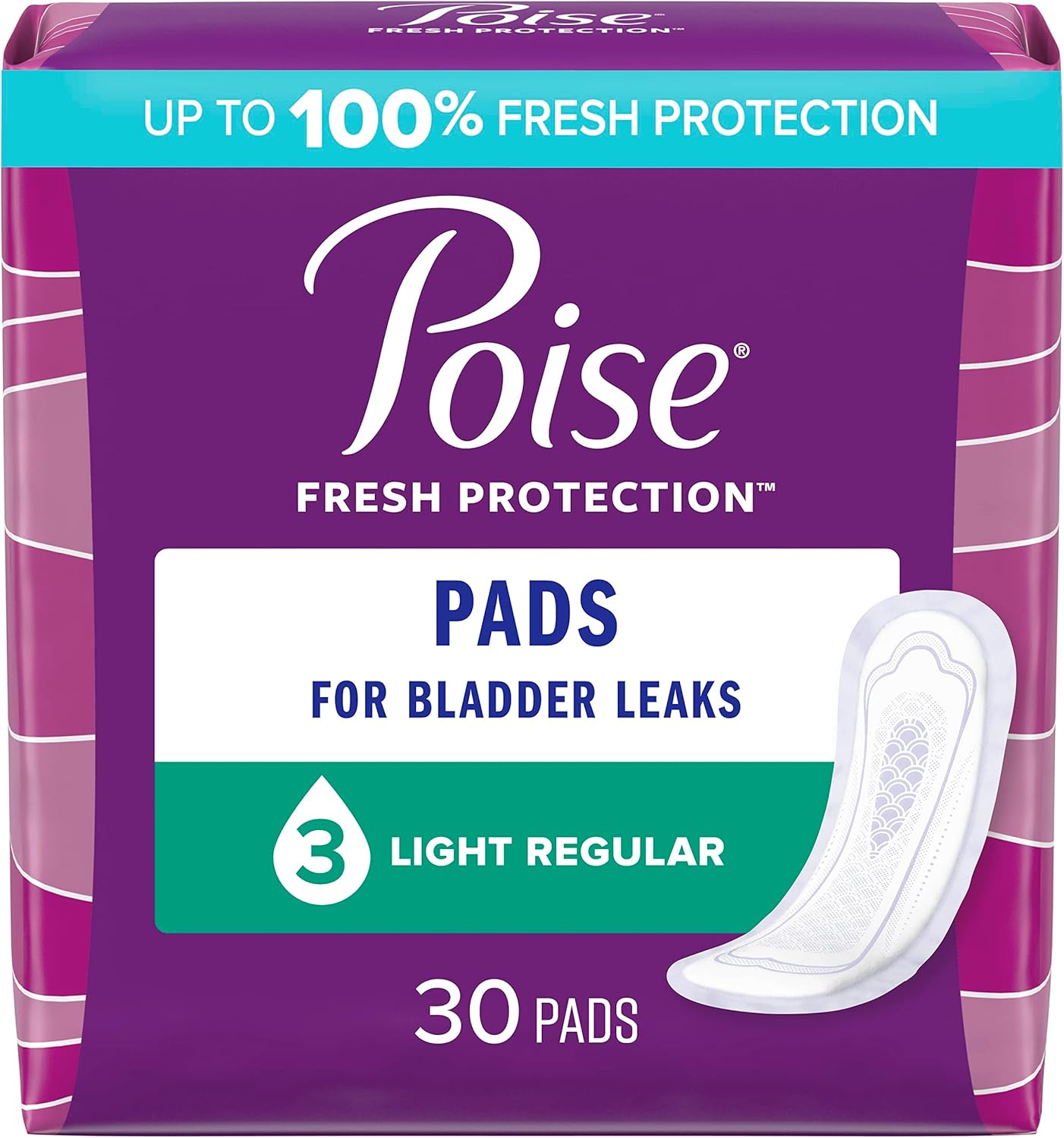 POISE PAD REGULAR LENGTH LIGHT 30 pack of 4