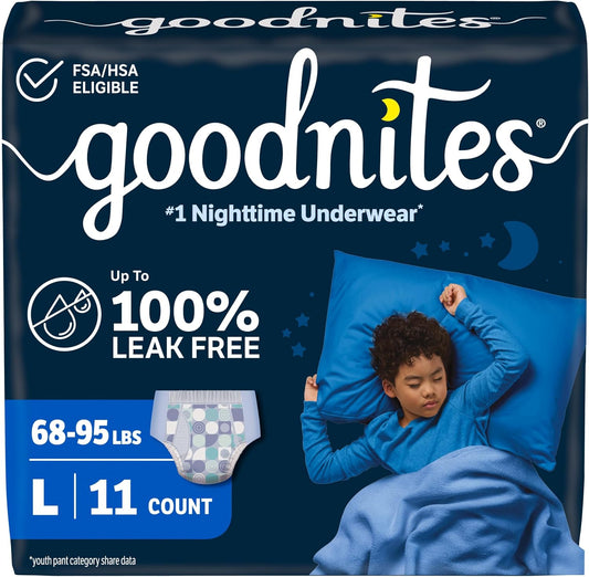 GOODNITES UNDERWEAR BEDWETTING BOY LG 11 pack of 4