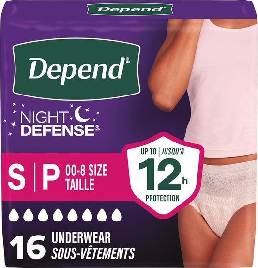 DEPEND UNDERWEAR INC WOMEN OVERNIGHT SM 16 pack of 4
