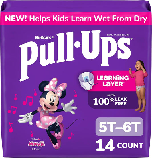 HUGGIES PULL-UPS TRAINING PANTS JB 5T-6T GIRLS 14 pack of 4
