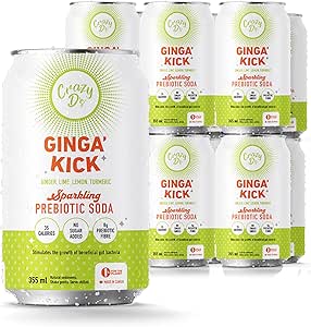 Crazy D's Prebiotic Soda Ginga Kick 355 mL-Case of 24 (6 packs of 4)